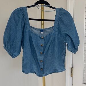Blue Denim Puff Sleeve Top